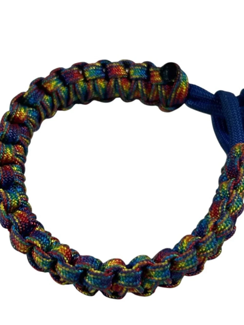 Rainbow Multicolor Paracord Bracelet Wide Woven Braided Knot Loop Closure